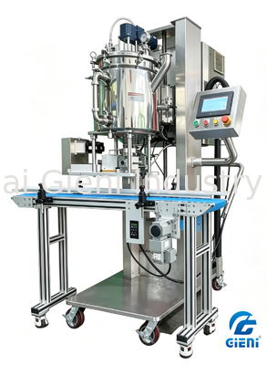 Macchina di riempimento a caldo a uguale ugello con sistema a pistoni servo-driven, serbatoio di sollevamento automatico e precisione ± 0,1 g per lucido labiale e cera