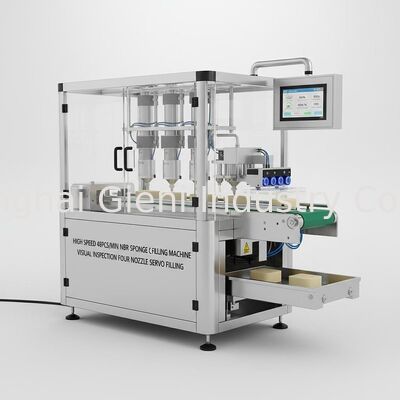 Macchina di riempimento di cuscino a spugna NBR ad alta velocità 48 PCS/min con ispezione visiva e riempimento servo a quattro ugelli