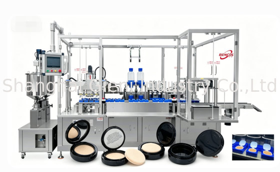 Riempitrice semiautomatica servo a quattro ugelli per la produzione compatta di crema BB coreana in spugna NBR ad alta densità